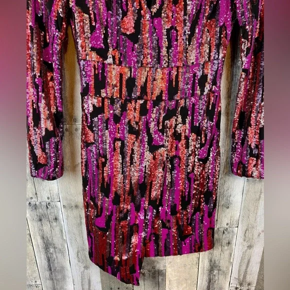 Dress The Population Jayla Sequin Dress in Fuchsia Multi Size Small. - Picture 6 of 13